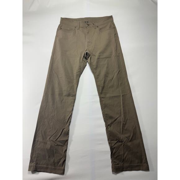 PrAna Men's Brown Straight Leg Slim Fit Stretch Outdoor Pants - Size 32X31 - Picture 1 of 8